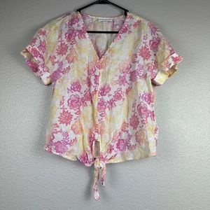 Charter Club Luxury Linen Floral Top